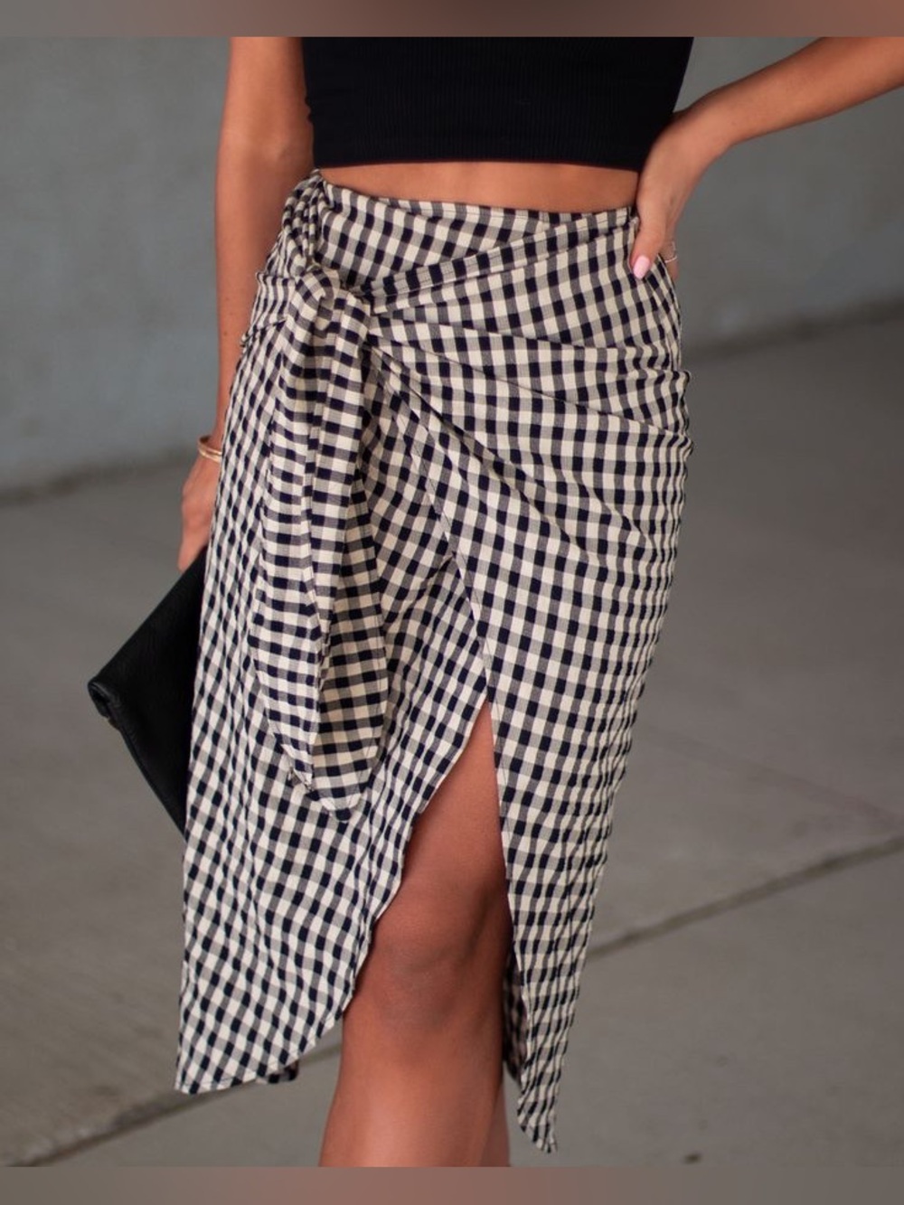 NWT! Miou Muse Gingham Midi Wrap Skirt